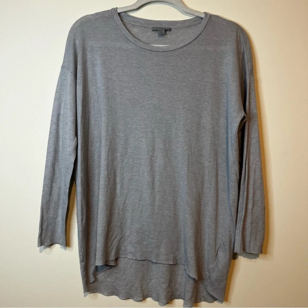COS Cozy Gray Wool Blend Oversized 3/4 Length Sleeve Tshirt